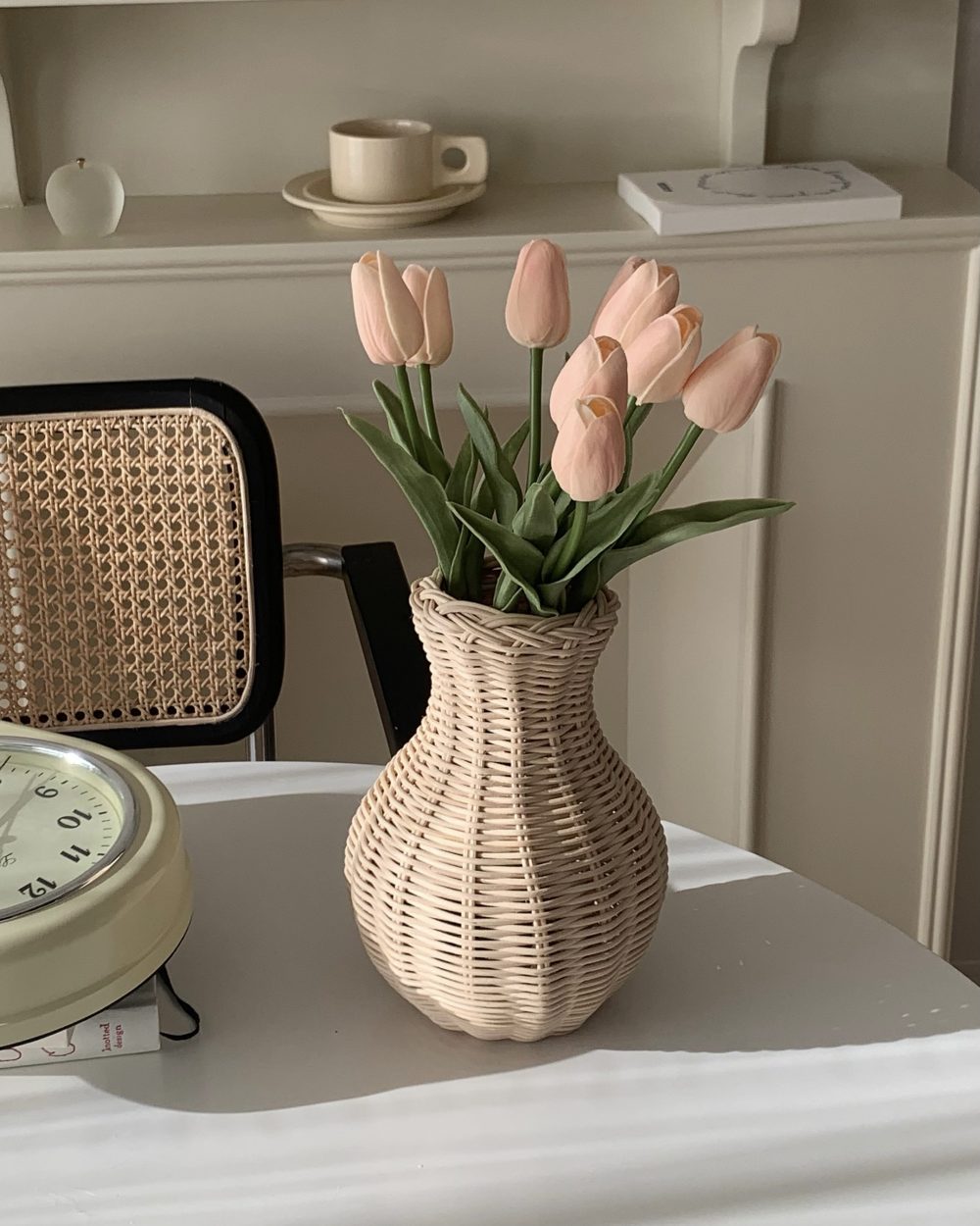 rattan flower vase ラタンフラワーベース 花瓶 造花 ウェーブ おしゃれな韓国インテリアlaure studio