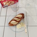 Baby blue rim french glass plate