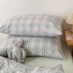 minty check pillowcase