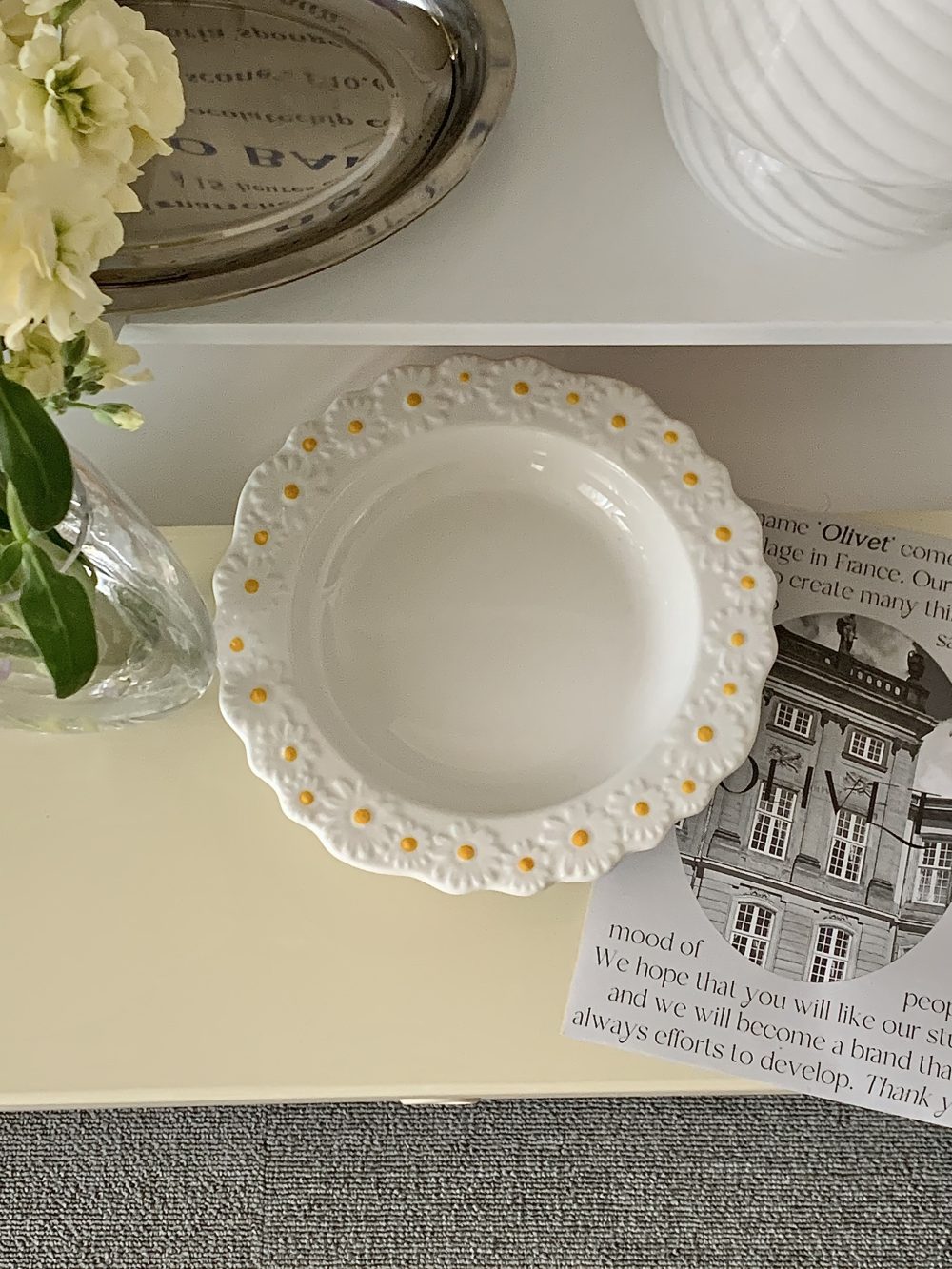 daisy deep plate - デイジープレート フラワーリム 深皿 スープ皿
