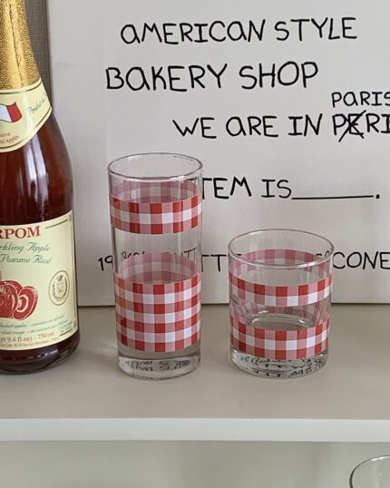 red gingham glass