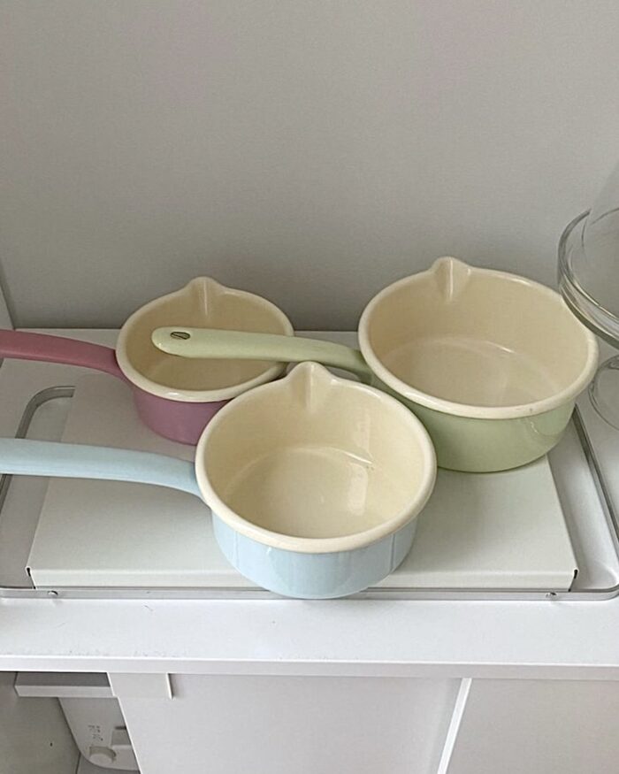 Riess pastel enamel milk pan - リース パステル ホーロー ミルクパン ポット ピンク/スカイブルー/ミントグリーン  IH対応 一人暮らし かわいい - おしゃれな韓国インテリア laure studio