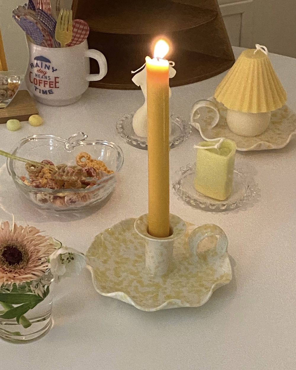 vintage marble candle holder - ビンテージマーブルキャンドル