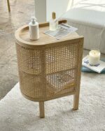 rattan half moon cabinet table
