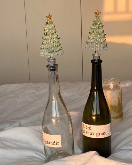 Xmas glass tree bottle stopper