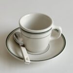 green tall tea cup&saucer