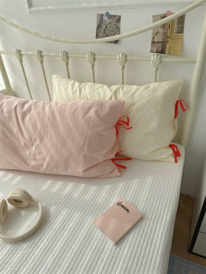 gingham tie pillowcase - 画像 (2)