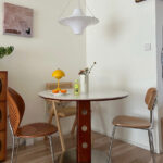 trio round wood table