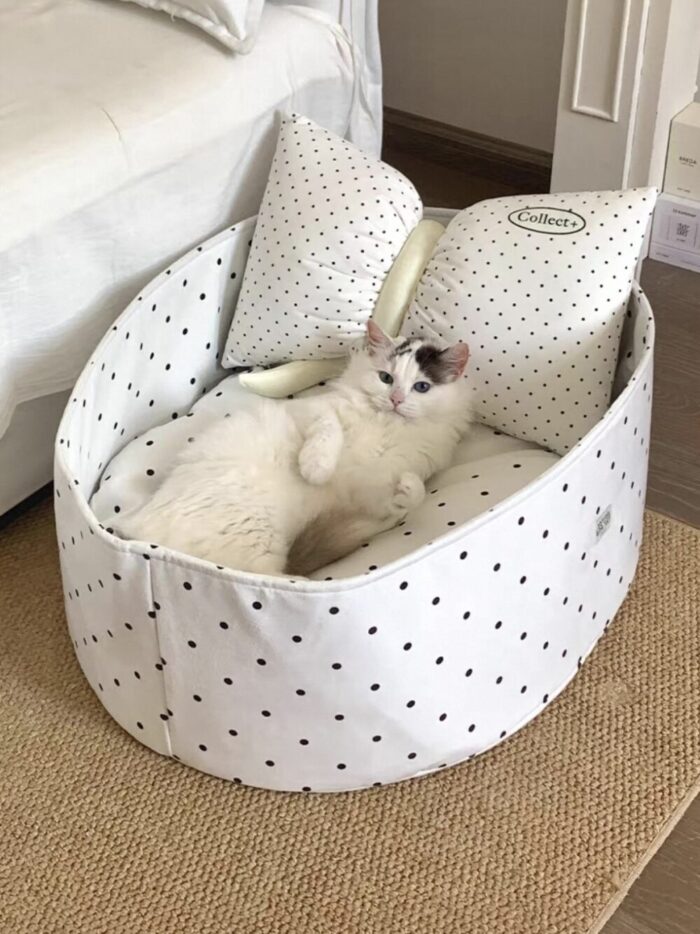 candy white dot pet bed - 画像 (4)