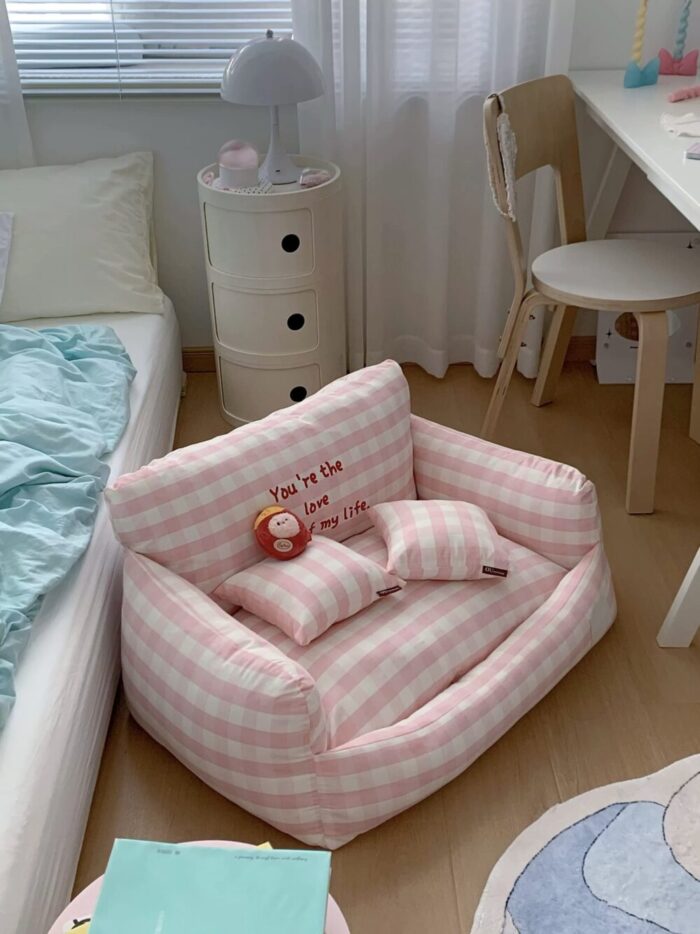 peach check pet bed - 画像 (9)