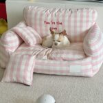 peach check pet bed