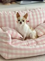 peach check pet bed - 画像 (2)