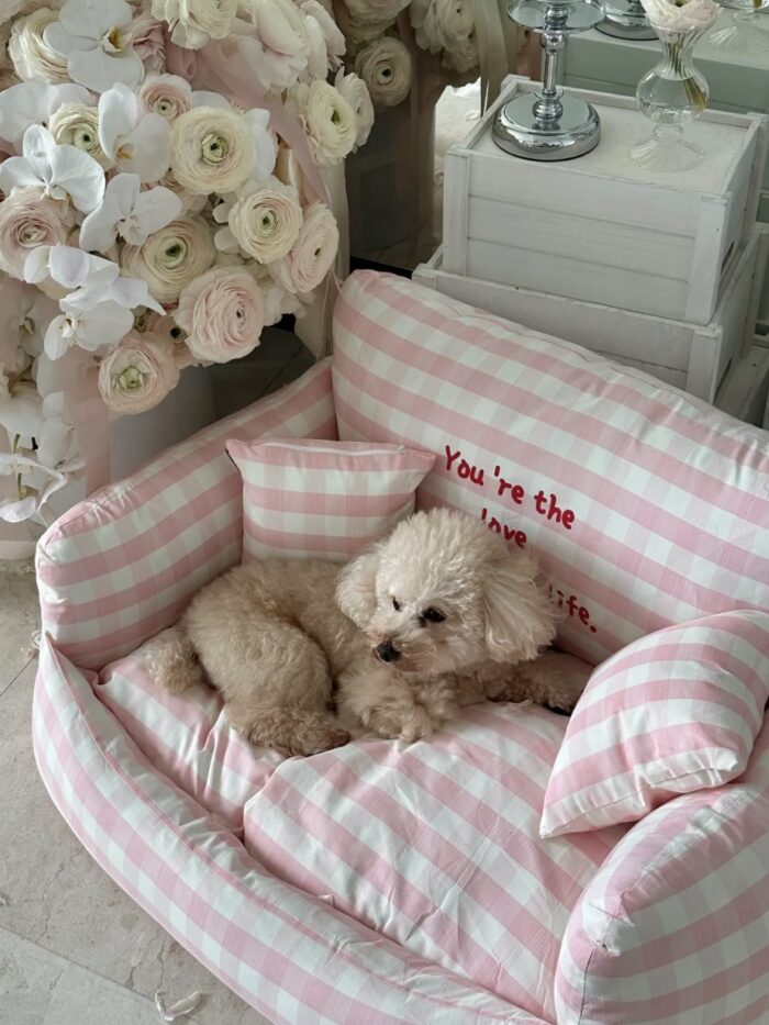 peach check pet bed - 画像 (5)