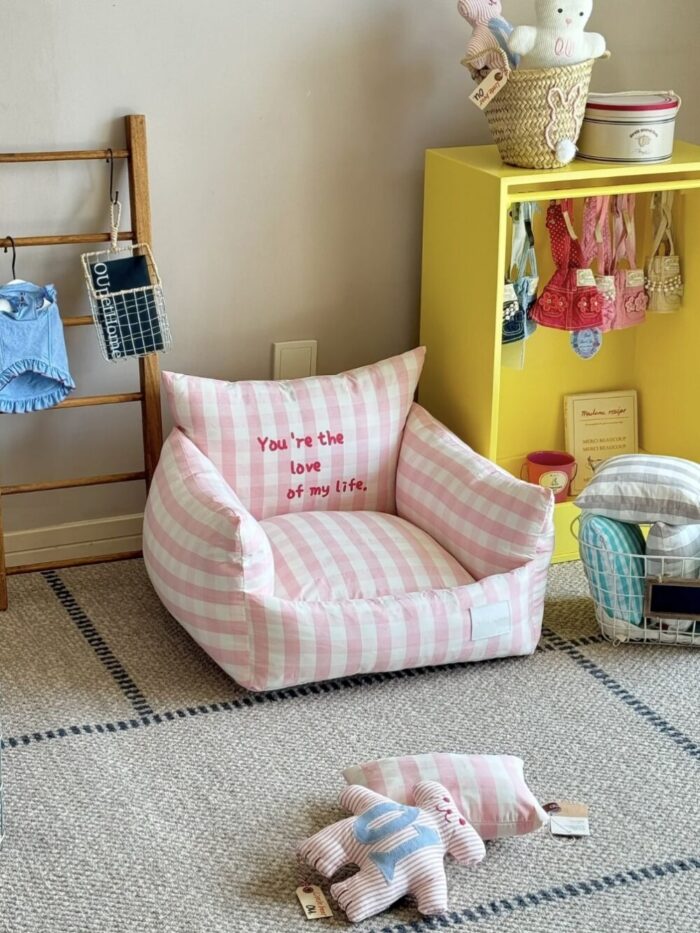 peach check pet bed - 画像 (7)