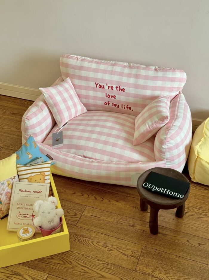 peach check pet bed - 画像 (3)