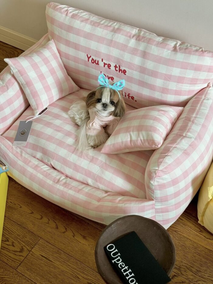 peach check pet bed - 画像 (4)