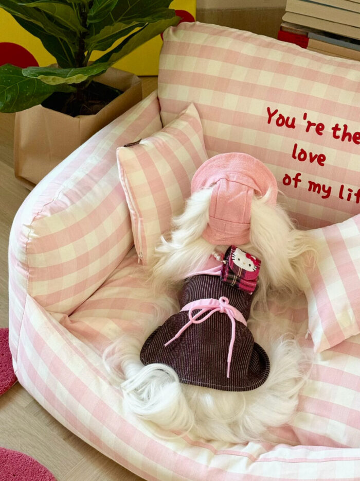 peach check pet bed - 画像 (12)