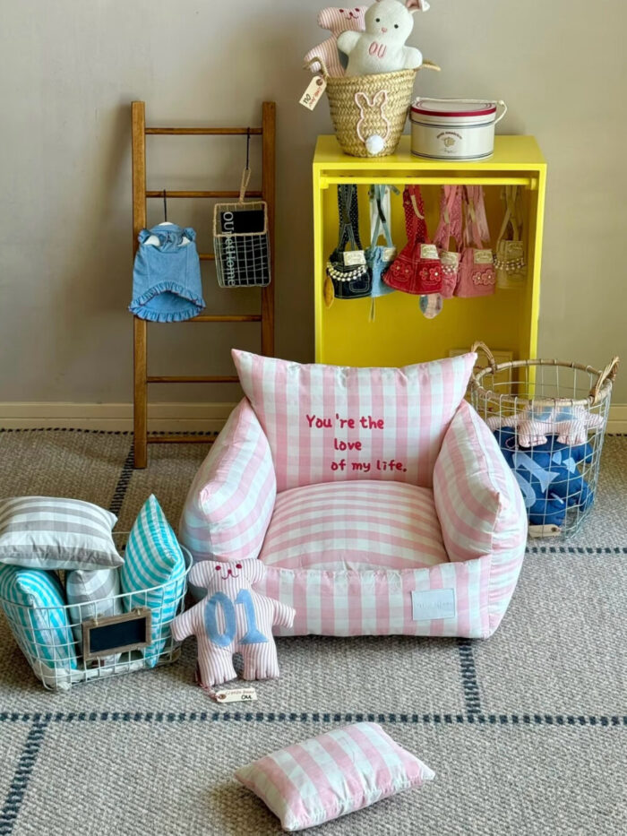 peach check pet bed - 画像 (15)