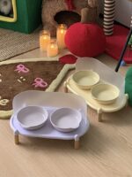 pastel double food bowl